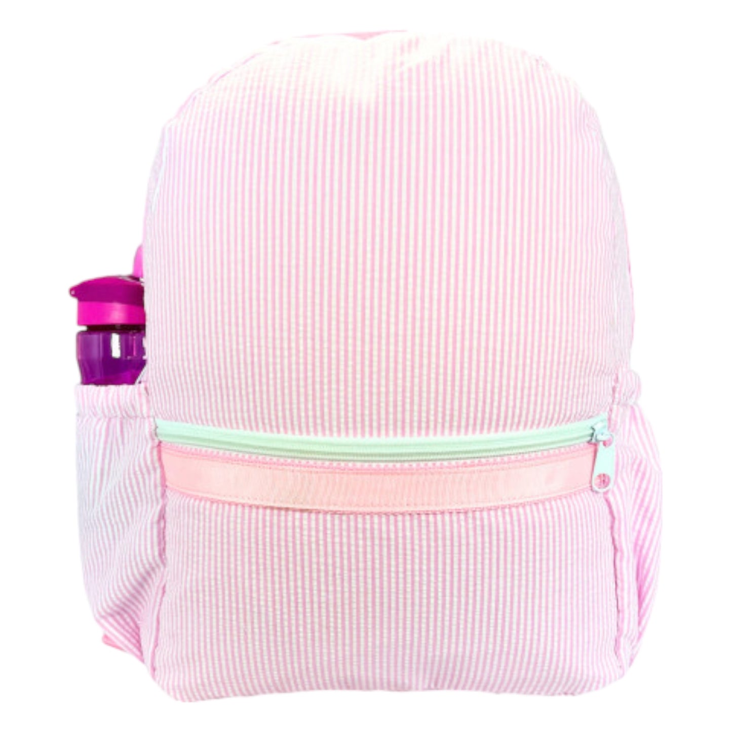 Pink Seersucker Backpack - Personalizable