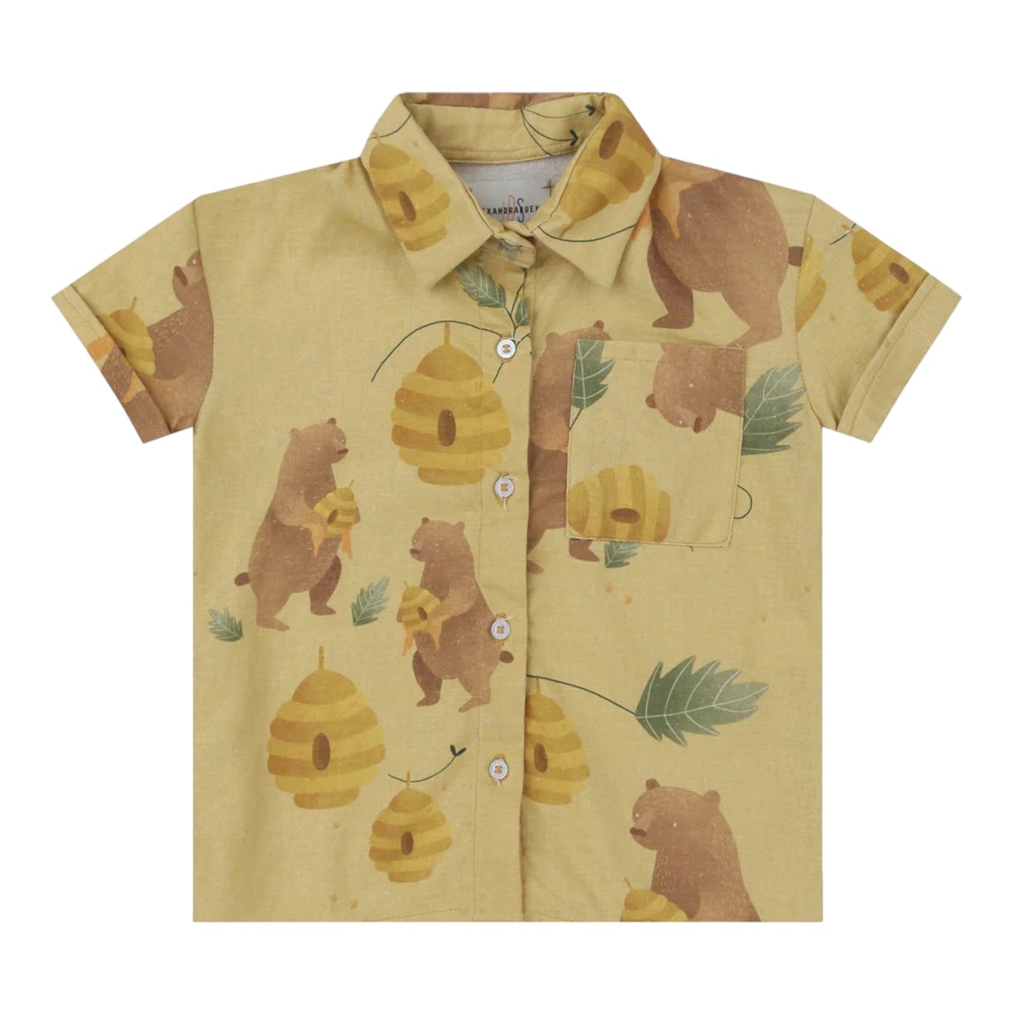 Camisa Lino Osos Amarillos