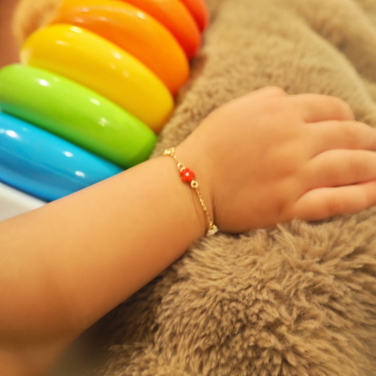 Pulsera de Oro con Flore de Enamel Multicolor