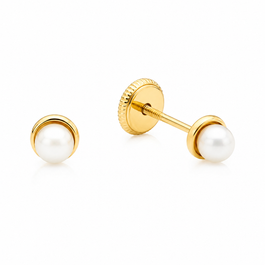 Aretes de Oro y Perla