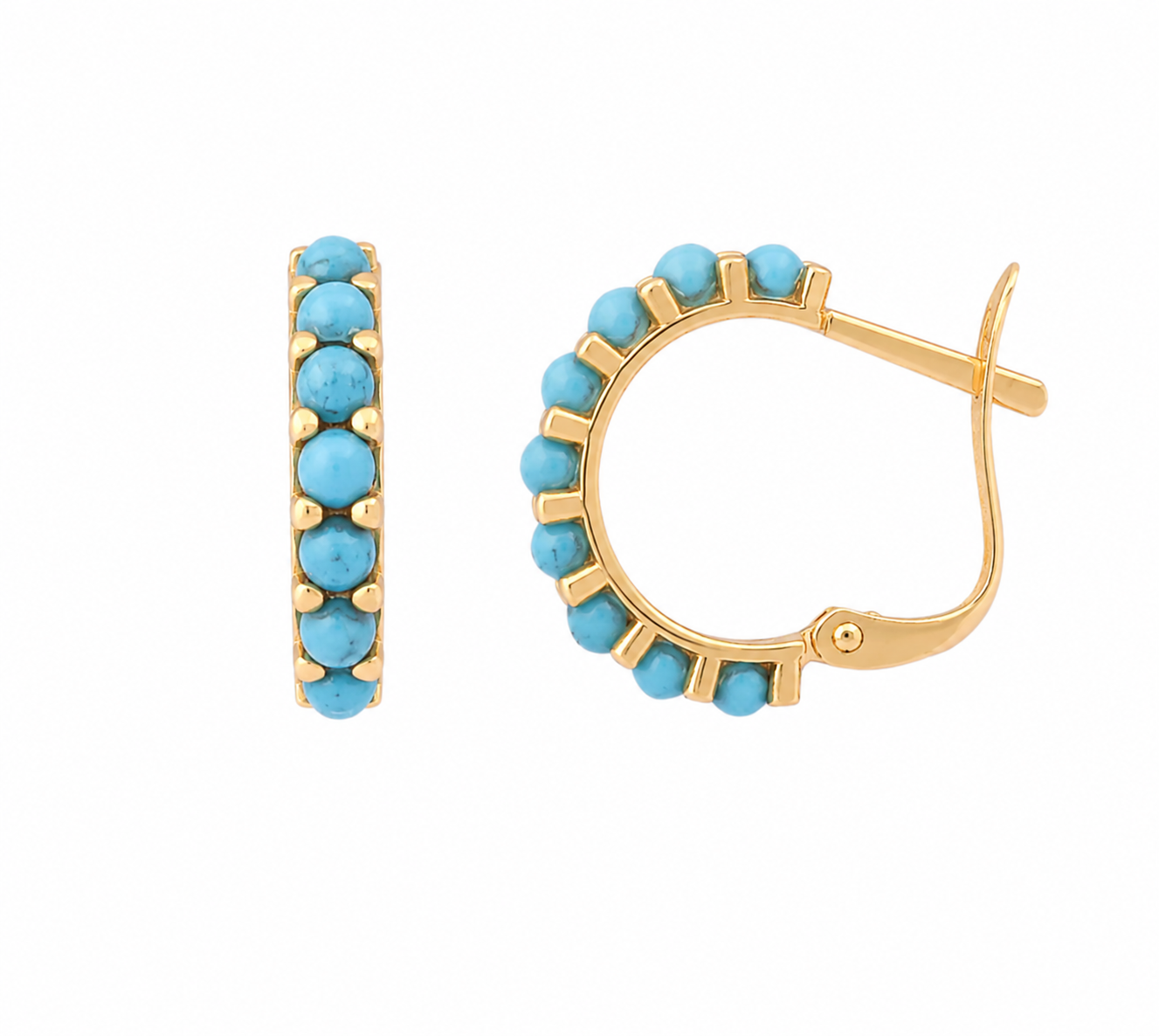 Aretes Huggies con Turquesas