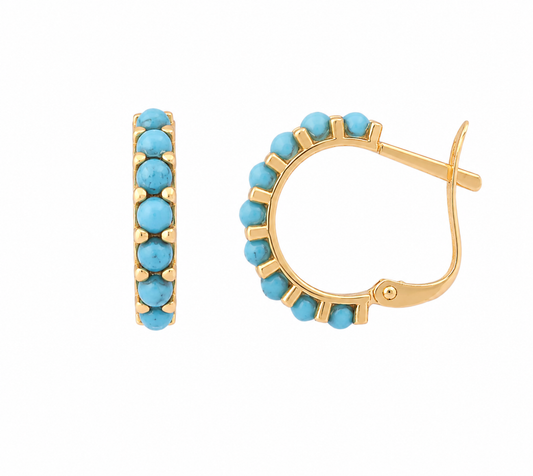 Aretes Huggies con Turquesas