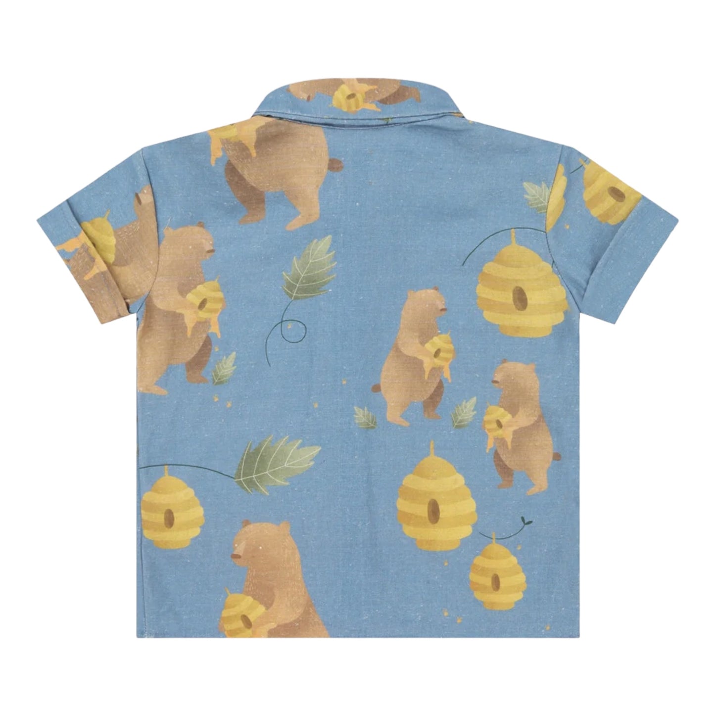 Camisa Lino Osos Azul