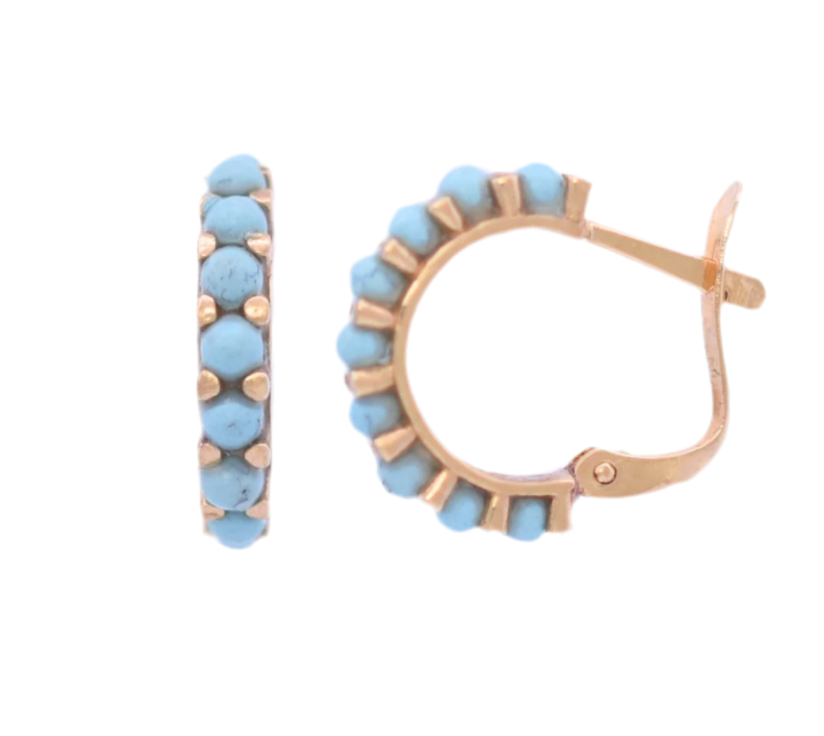 Aretes Huggies con Turquesas