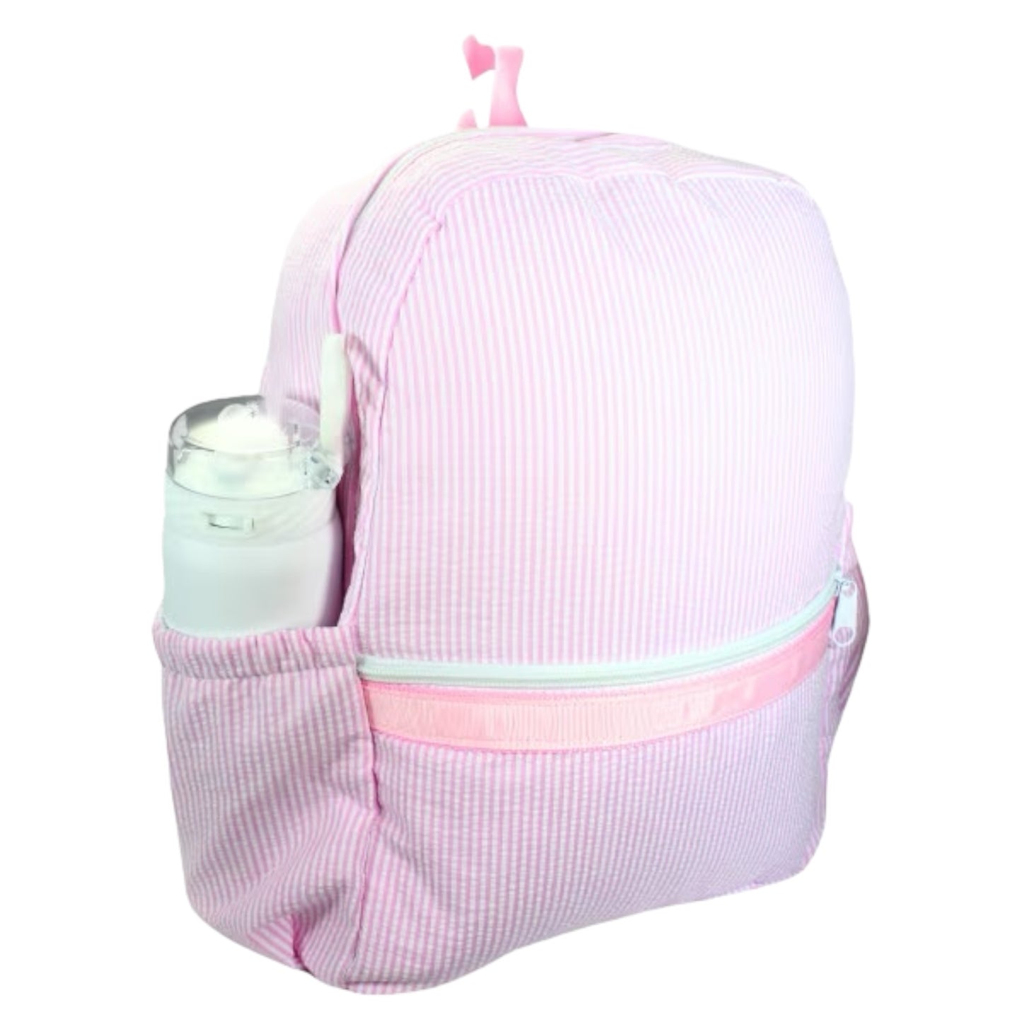 Pink Seersucker Backpack - Personalizable