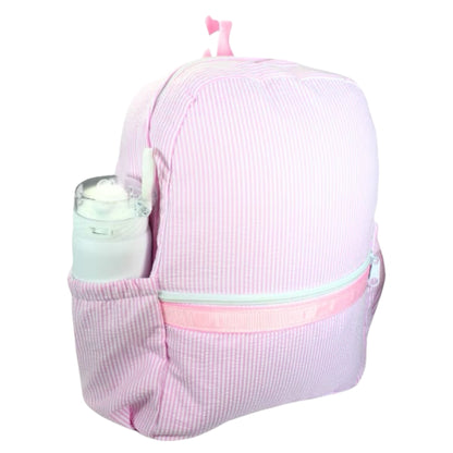 Pink Seersucker Backpack - Personalizable