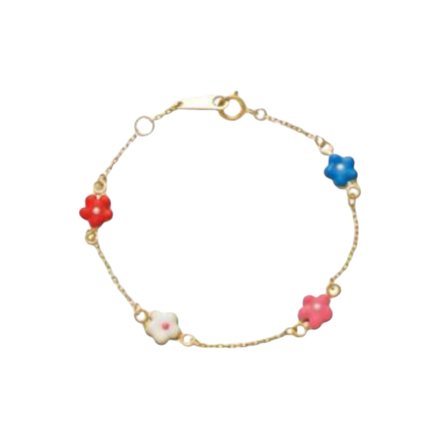 Pulsera de Oro con Flore de Enamel Multicolor