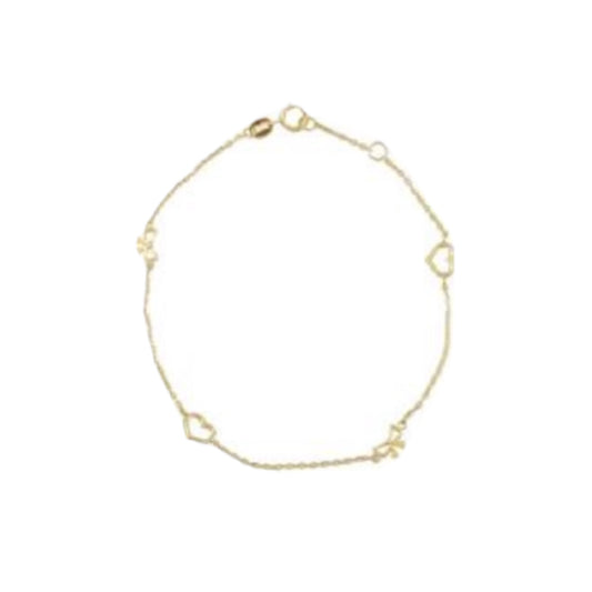 Pulsera de Oro con Corazones y Lazos