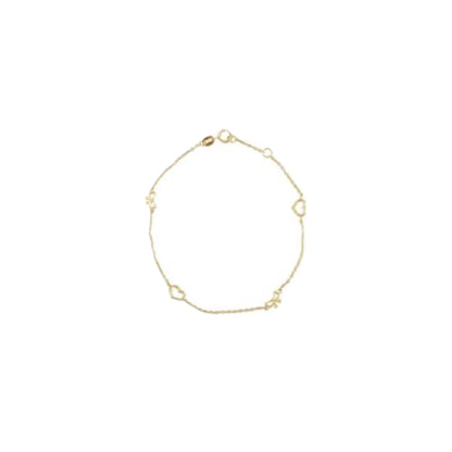 Pulsera de Oro con Corazones y Lazos