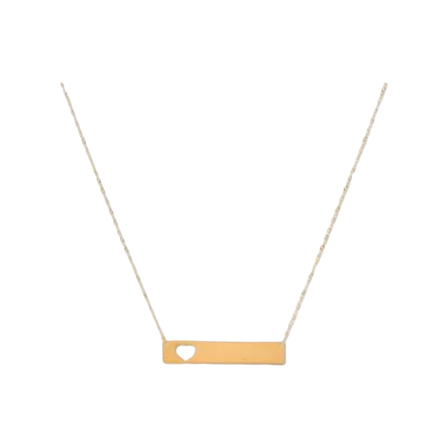 Collar de Oro con Placa Gravable con corte de Corazón