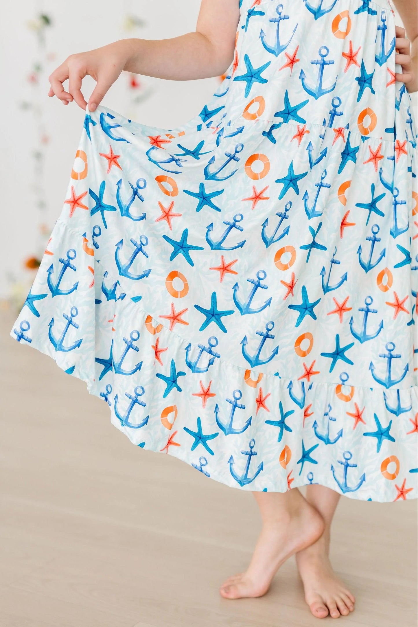 ANCHORS AWAY RUFFLE MAXI DRESS