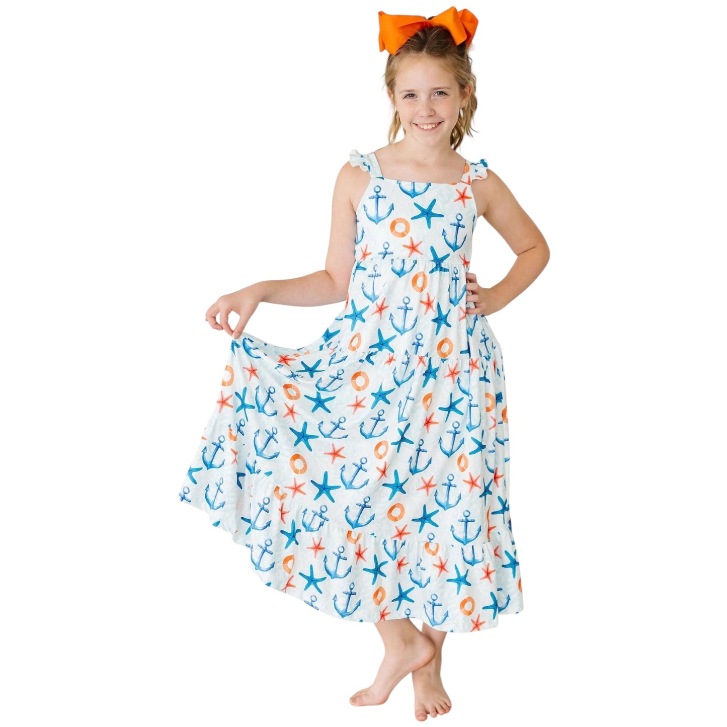 ANCHORS AWAY RUFFLE MAXI DRESS