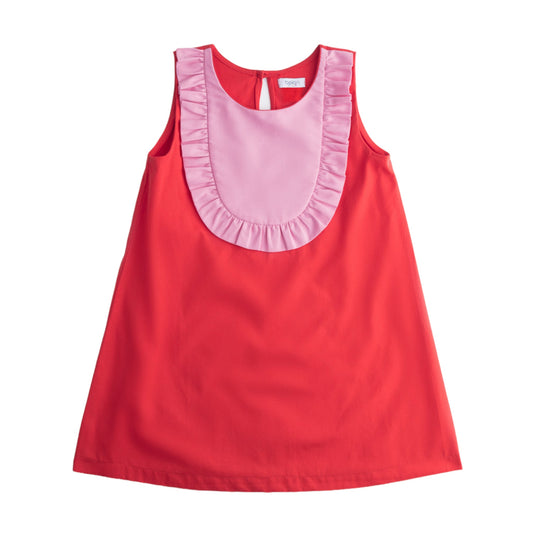 Vestido Rojo con Rosa